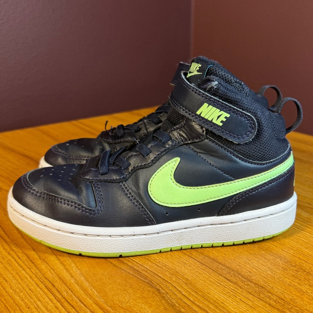 Nike Court Borough Mid 2 Sneakers - Navy and Lime Green